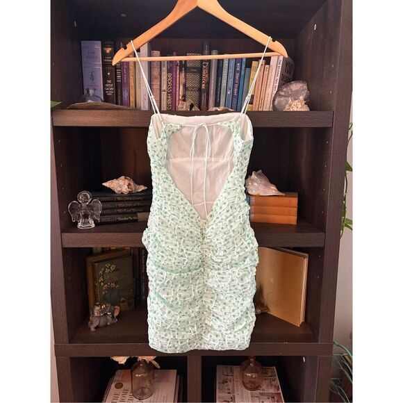 NWT For Love & Lemons Drea Mini Dress In Green Size XS - Picture 5 of 8